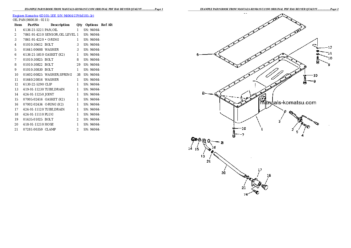 Protected: 6D105-1EE S/N 94064-UP Partsbook