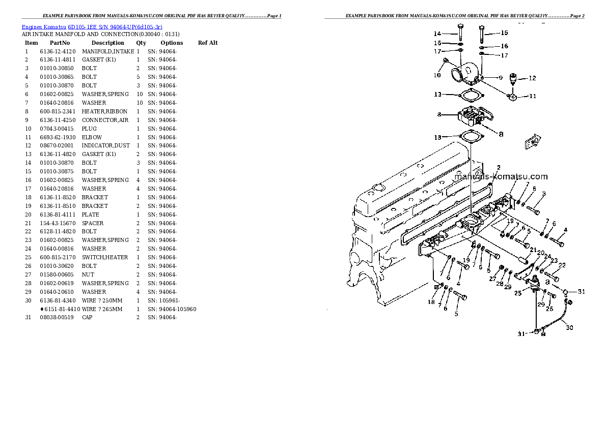 Protected: 6D105-1EE S/N 94064-UP Partsbook