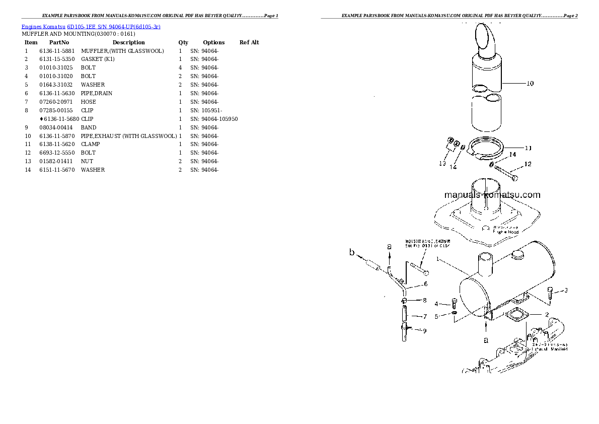 Protected: 6D105-1EE S/N 94064-UP Partsbook