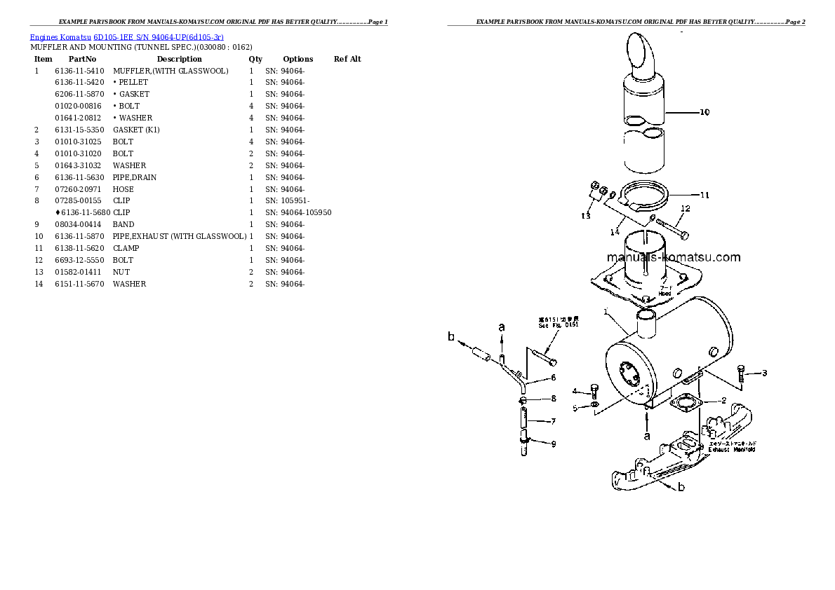 Protected: 6D105-1EE S/N 94064-UP Partsbook
