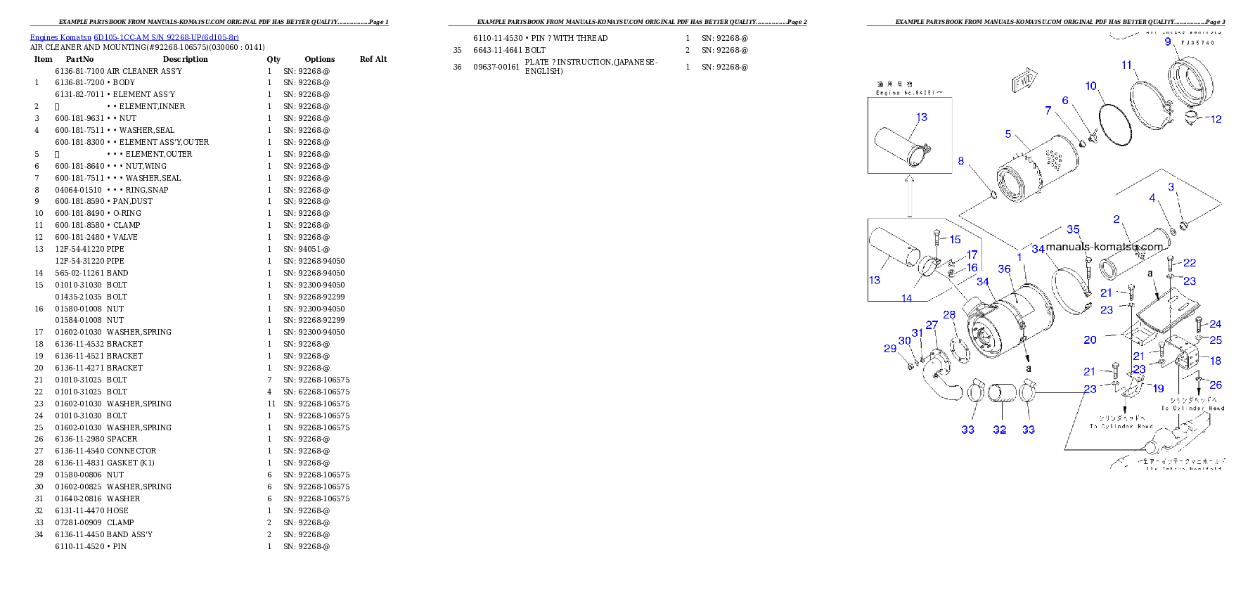Protected: 6D105-1CC-AM S/N 92268-UP Partsbook