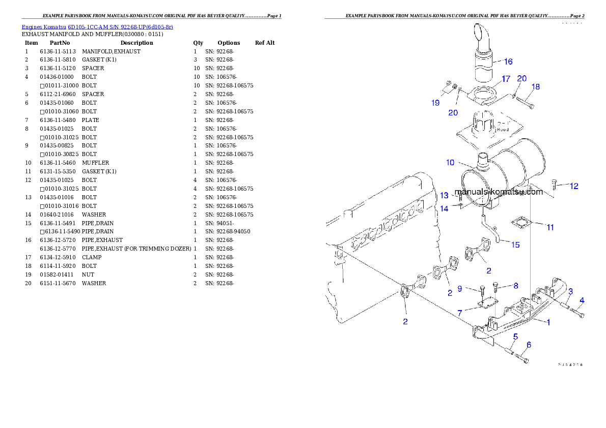 Protected: 6D105-1CC-AM S/N 92268-UP Partsbook