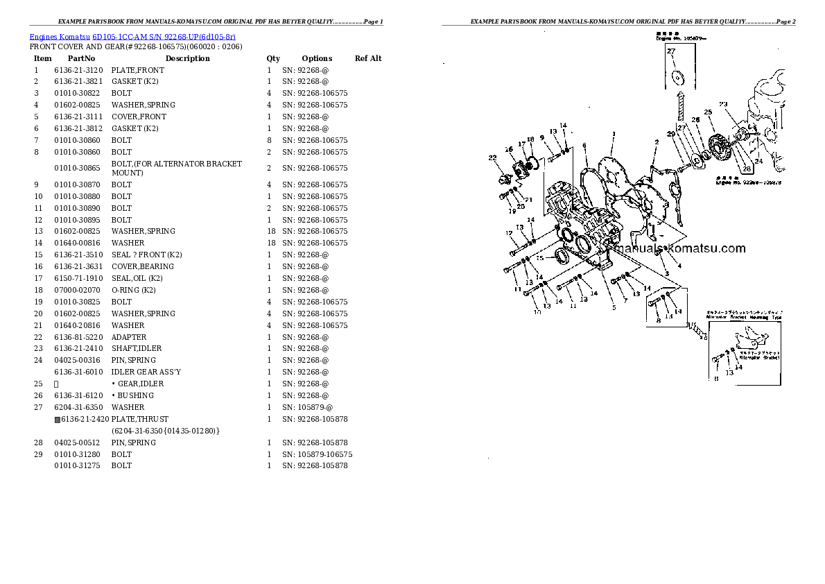 Protected: 6D105-1CC-AM S/N 92268-UP Partsbook
