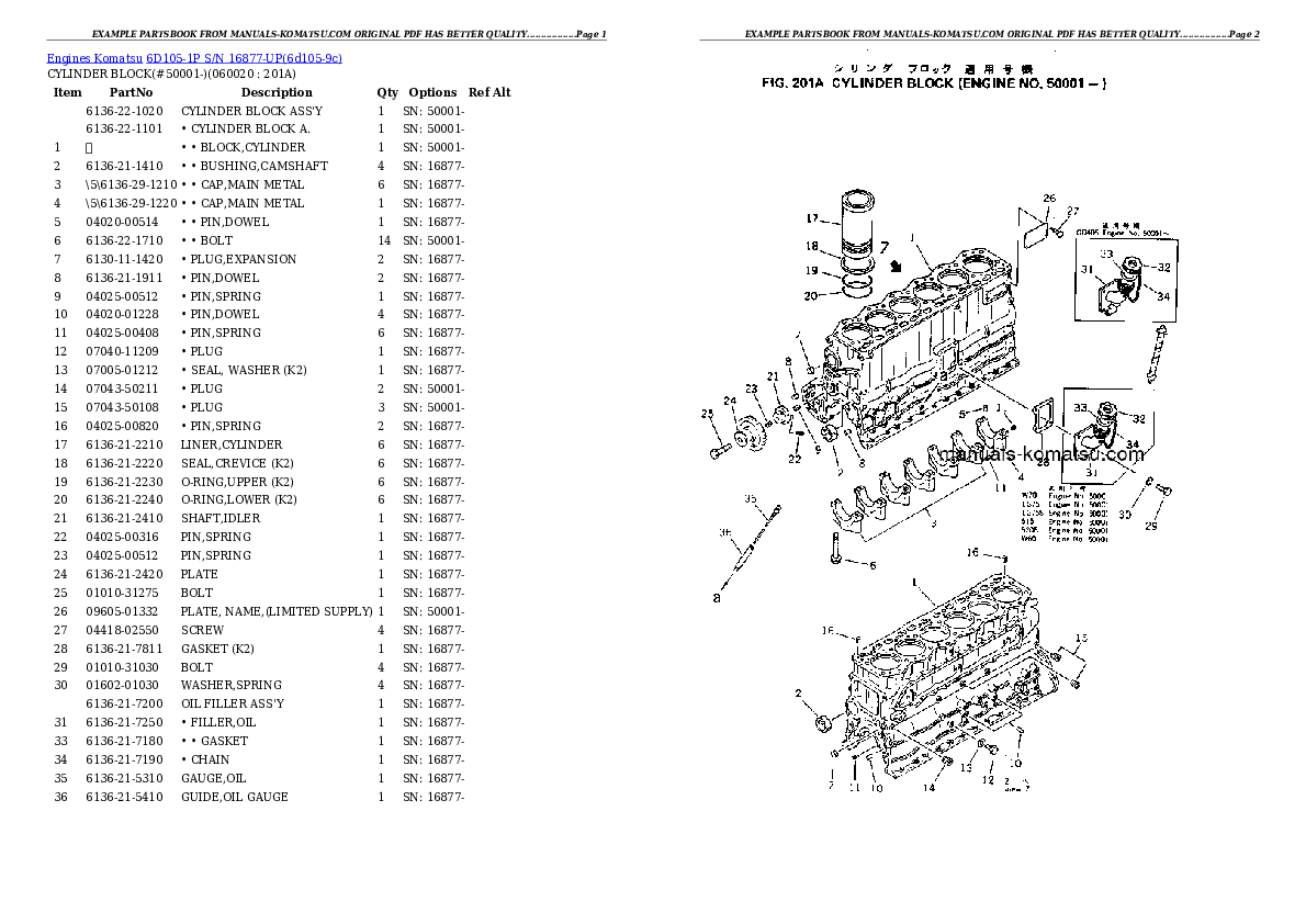 Protected: 6D105-1P S/N 16877-UP Partsbook