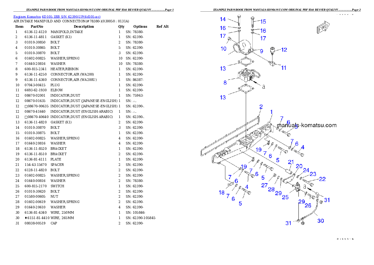 Protected: 6D105-1BB S/N 62390-UP Partsbook