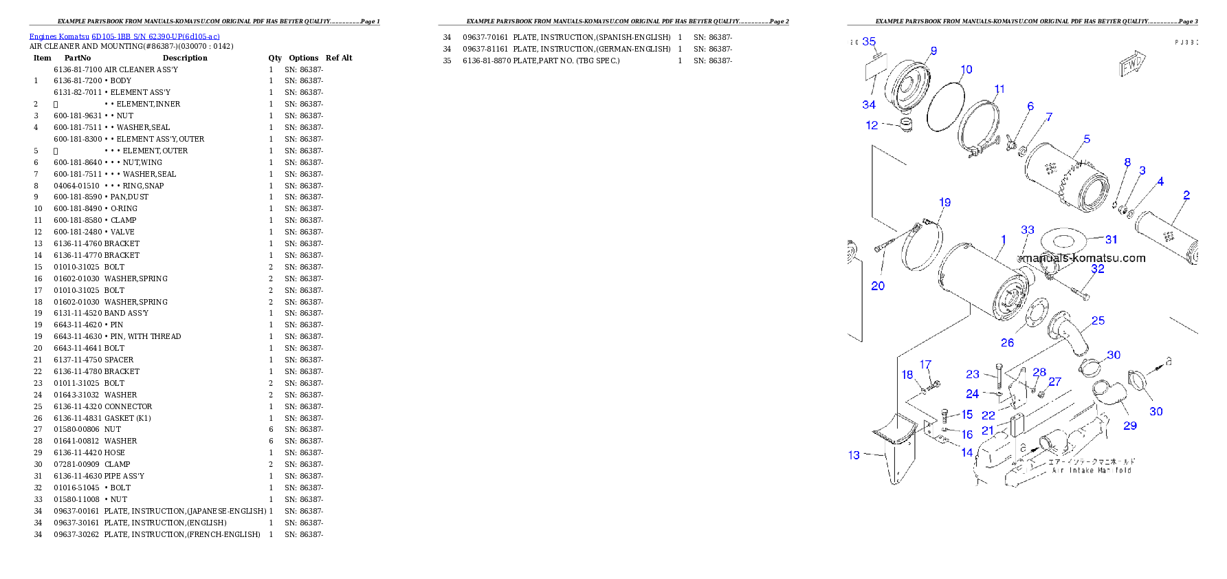 Protected: 6D105-1BB S/N 62390-UP Partsbook