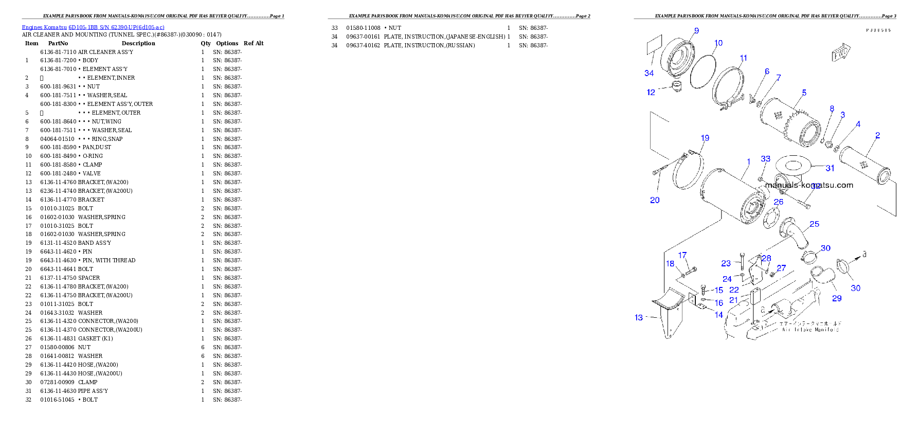 Protected: 6D105-1BB S/N 62390-UP Partsbook