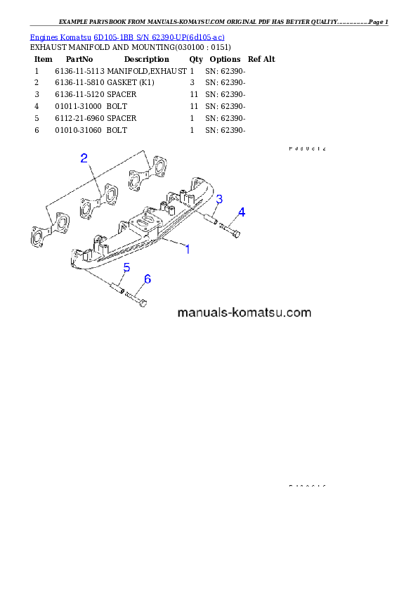 Protected: 6D105-1BB S/N 62390-UP Partsbook