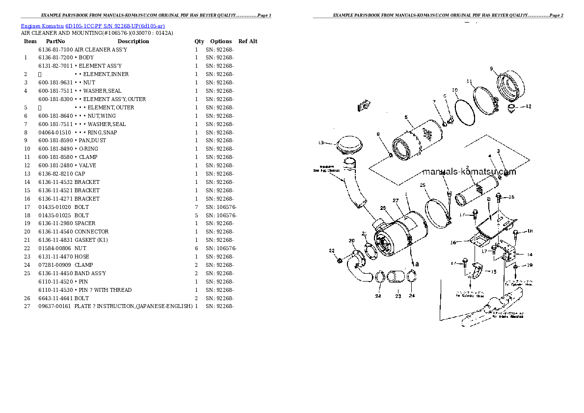 Protected: 6D105-1CC-PF S/N 92268-UP Partsbook