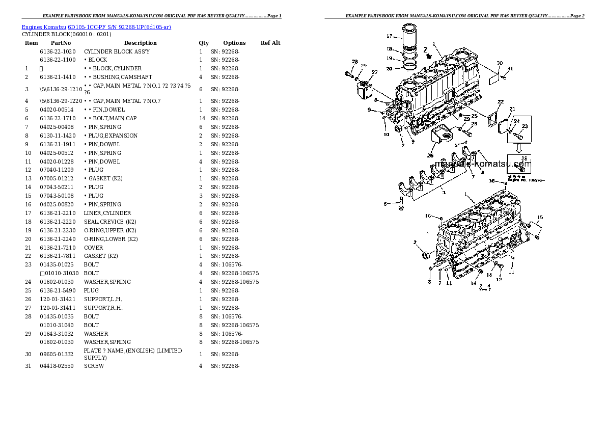 Protected: 6D105-1CC-PF S/N 92268-UP Partsbook