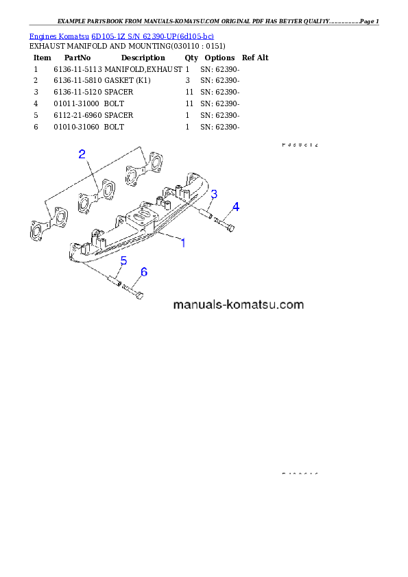 Protected: 6D105-1Z S/N 62390-UP Partsbook