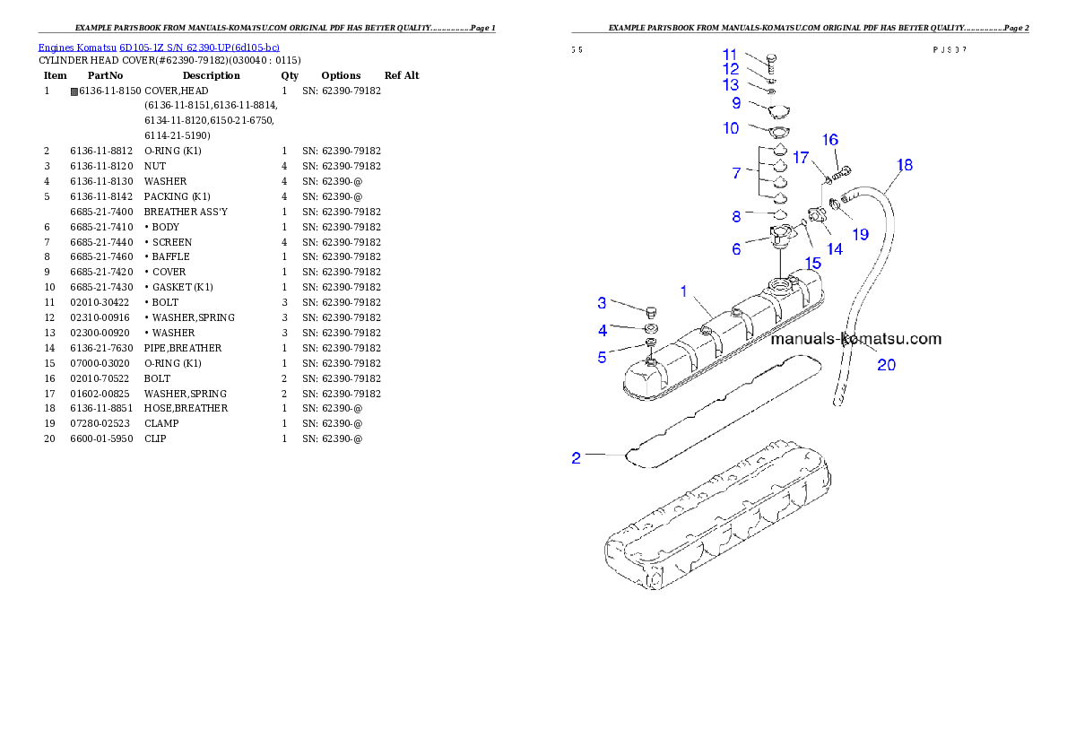 Protected: 6D105-1Z S/N 62390-UP Partsbook