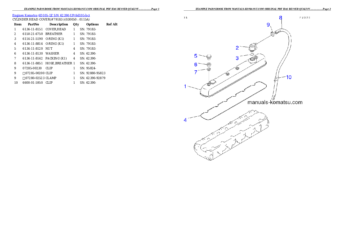 Protected: 6D105-1Z S/N 62390-UP Partsbook