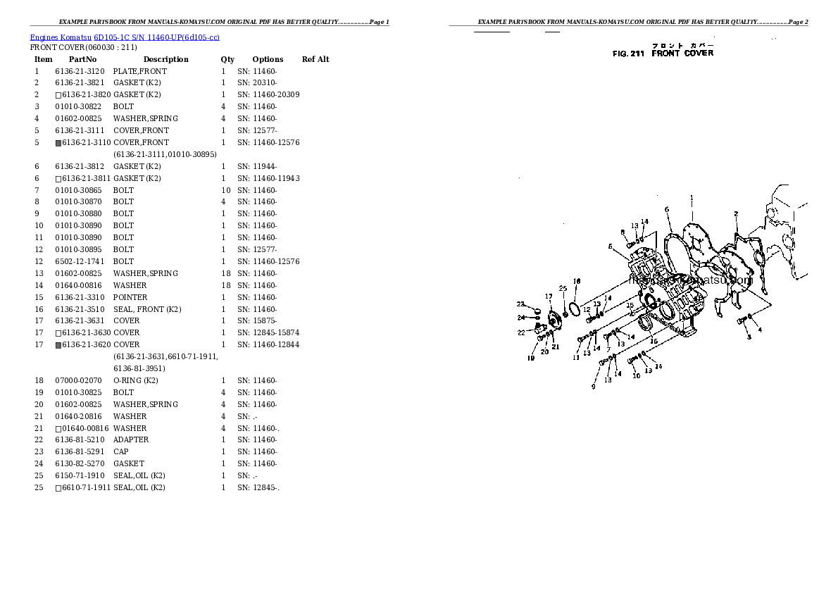Protected: 6D105-1C S/N 11460-UP Partsbook