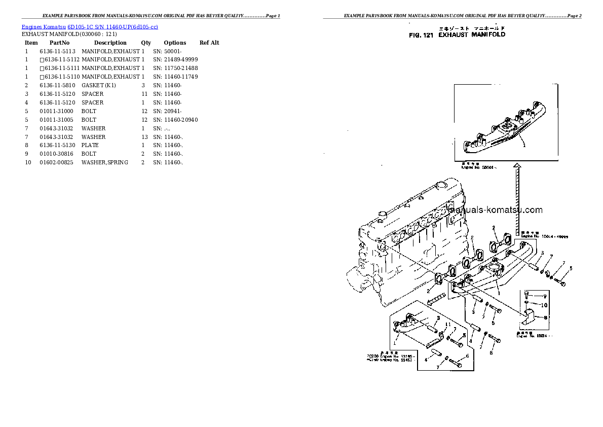 Protected: 6D105-1C S/N 11460-UP Partsbook