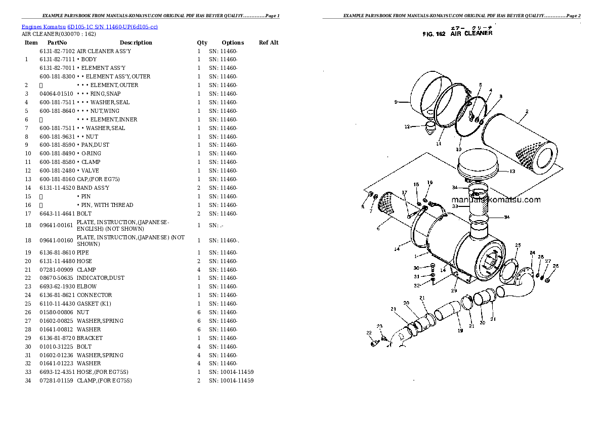 Protected: 6D105-1C S/N 11460-UP Partsbook