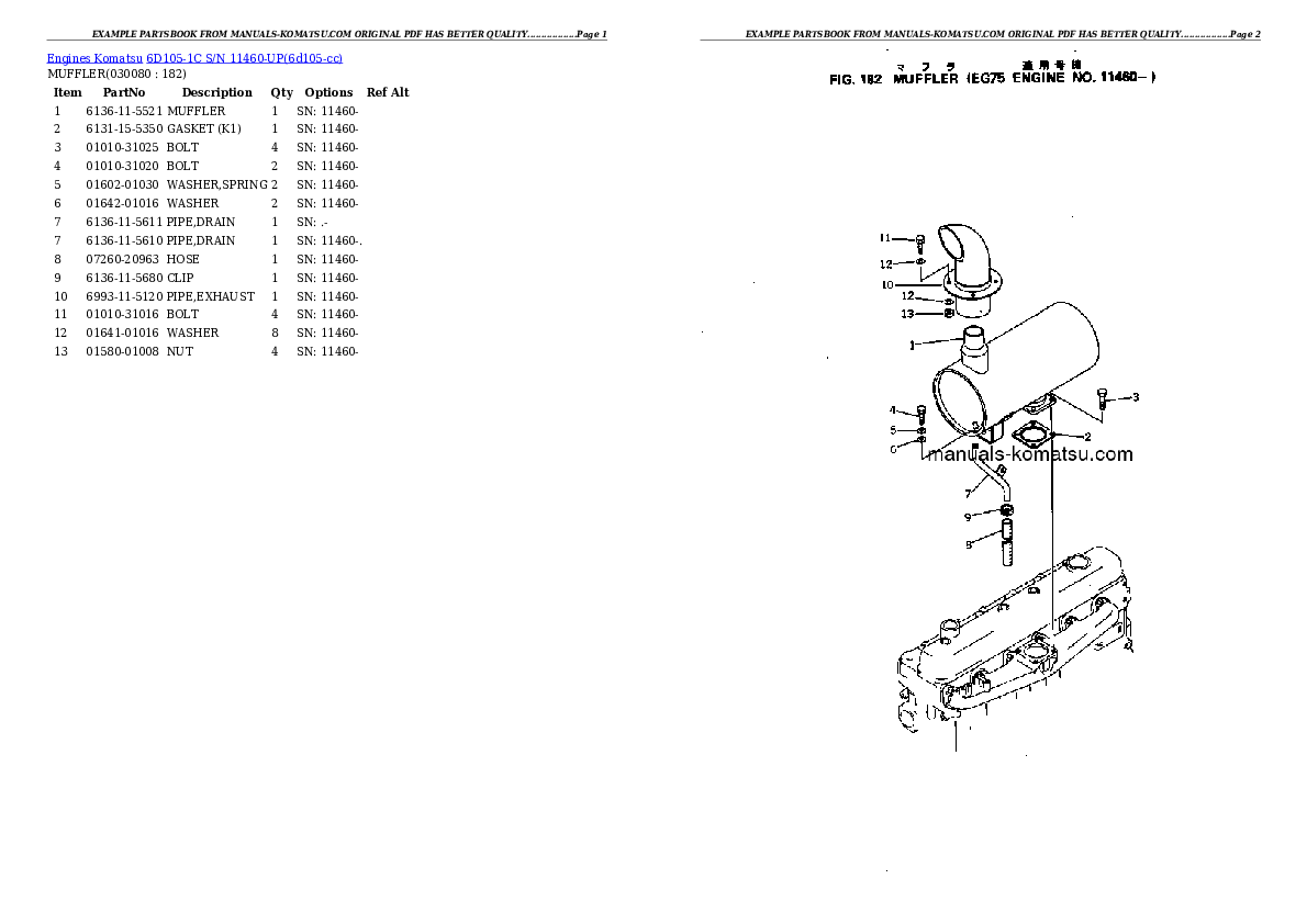 Protected: 6D105-1C S/N 11460-UP Partsbook
