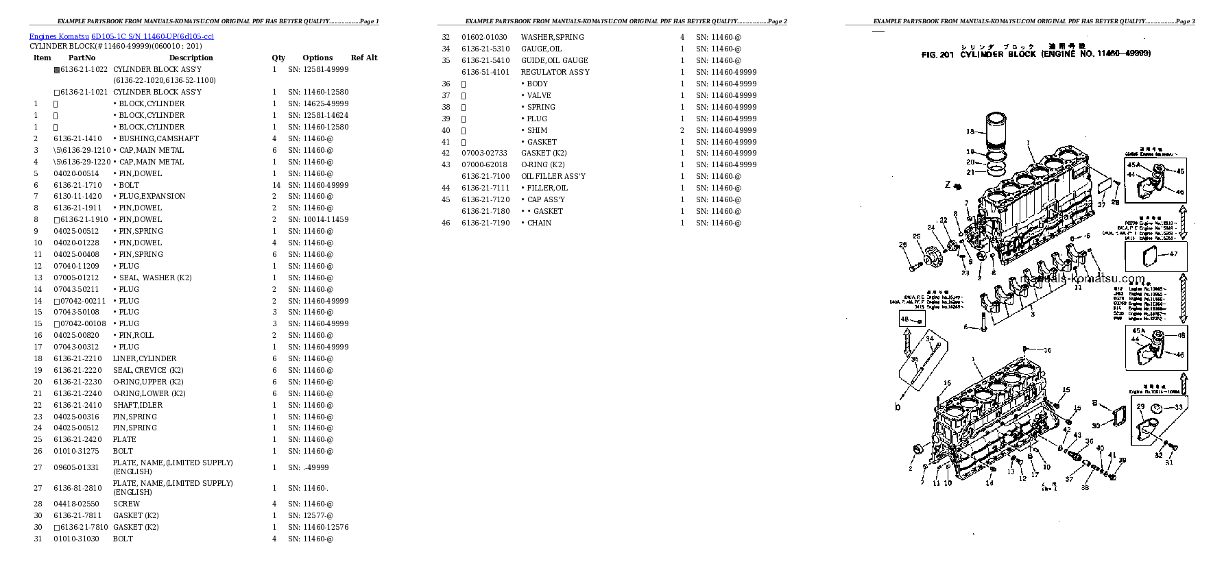 Protected: 6D105-1C S/N 11460-UP Partsbook