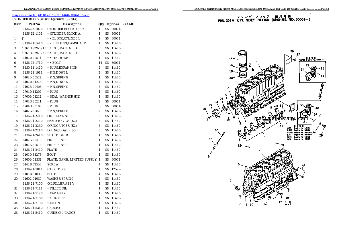 Protected: 6D105-1C S/N 11460-UP Partsbook