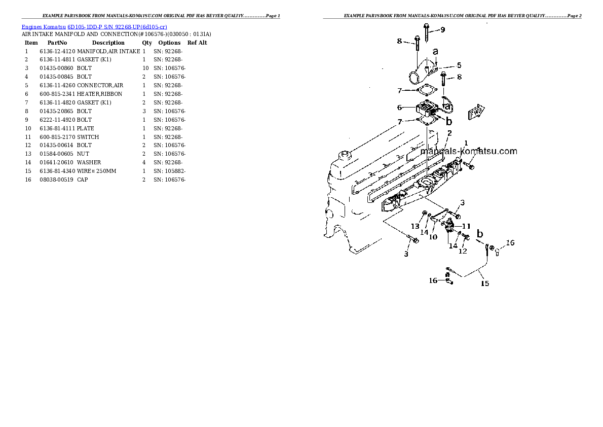 Protected: 6D105-1DD-P S/N 92268-UP Partsbook