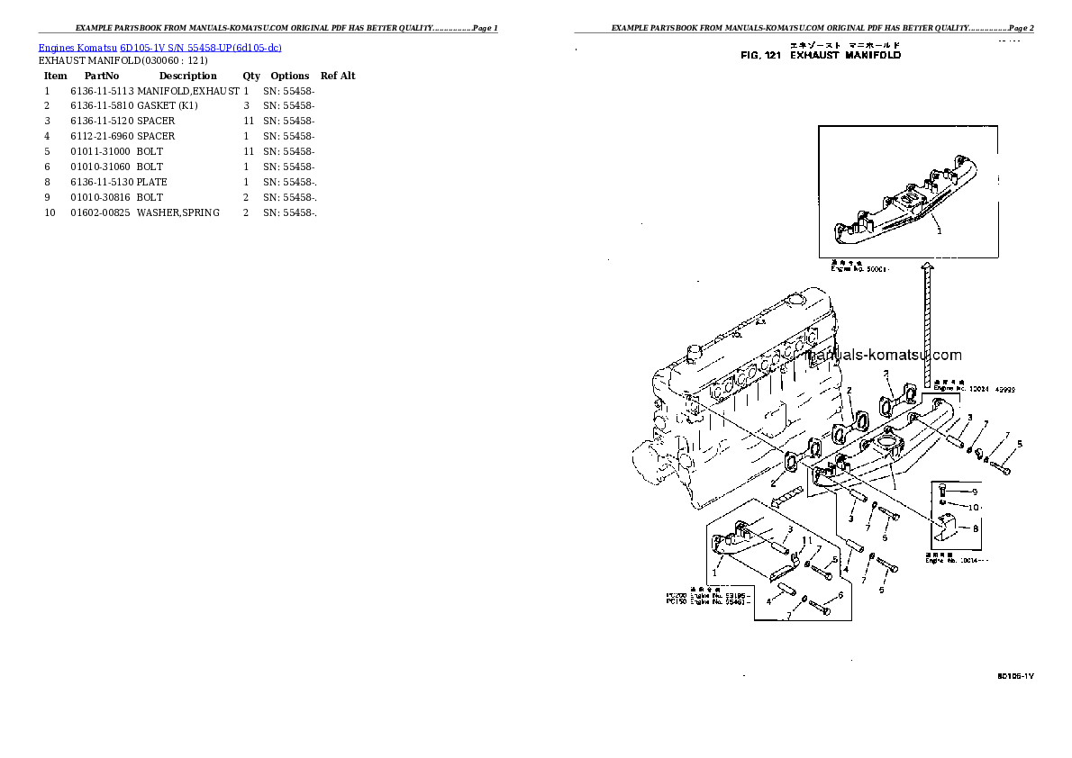 Protected: 6D105-1V S/N 55458-UP Partsbook