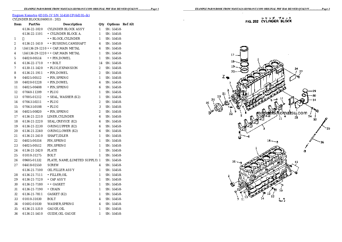 Protected: 6D105-1V S/N 55458-UP Partsbook