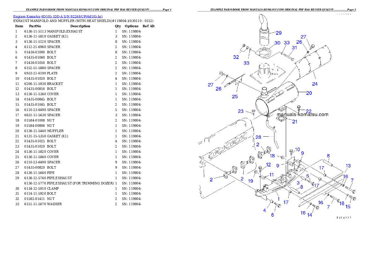 Protected: 6D105-1DD-A S/N 92268-UP Partsbook