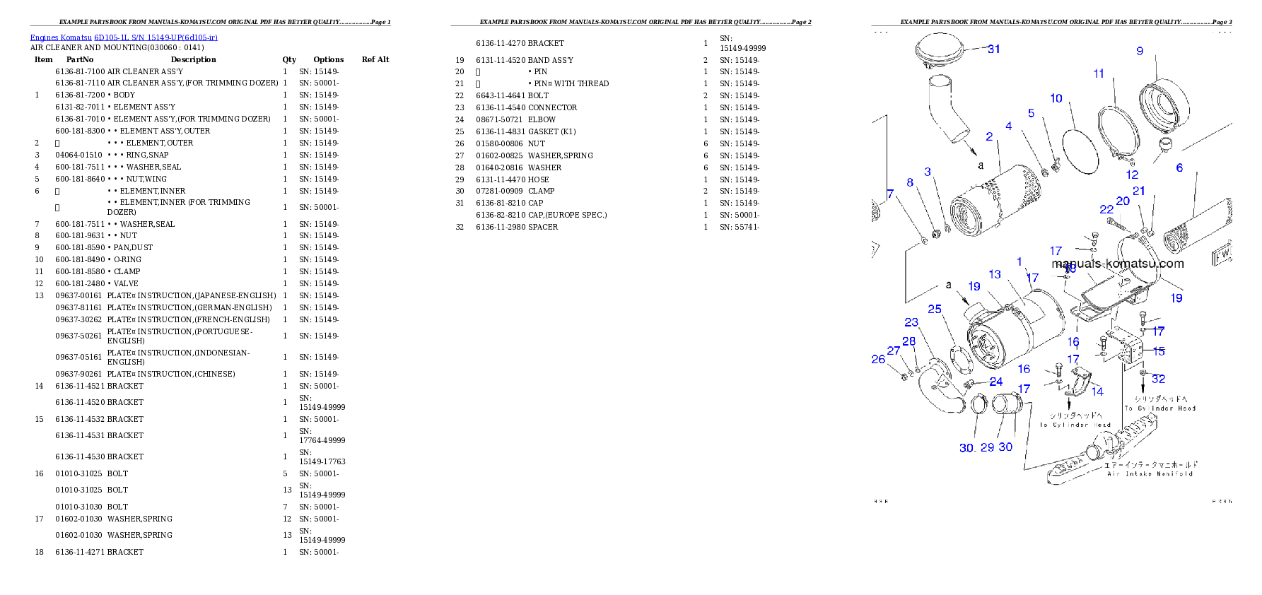 Protected: 6D105-1L S/N 15149-UP Partsbook