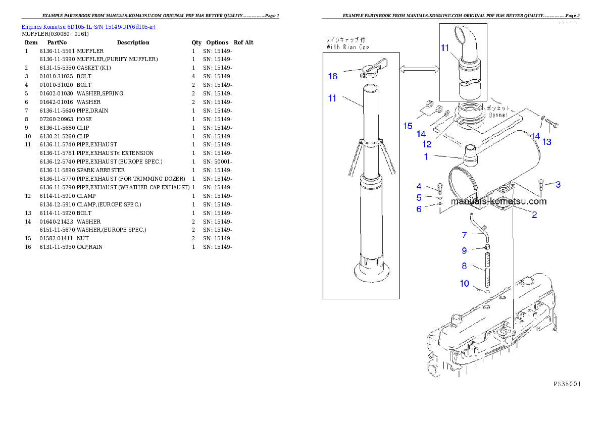 Protected: 6D105-1L S/N 15149-UP Partsbook