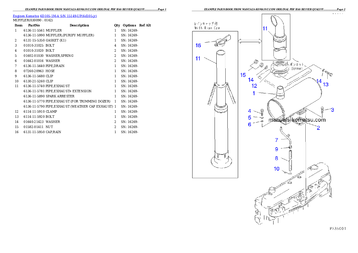 Protected: 6D105-1M-A S/N 15149-UP Partsbook