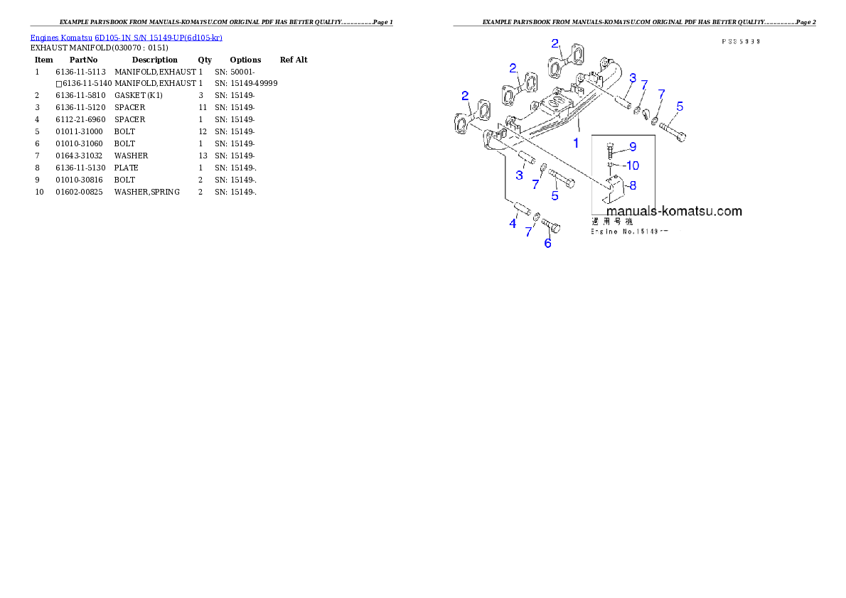 Protected: 6D105-1N S/N 15149-UP Partsbook