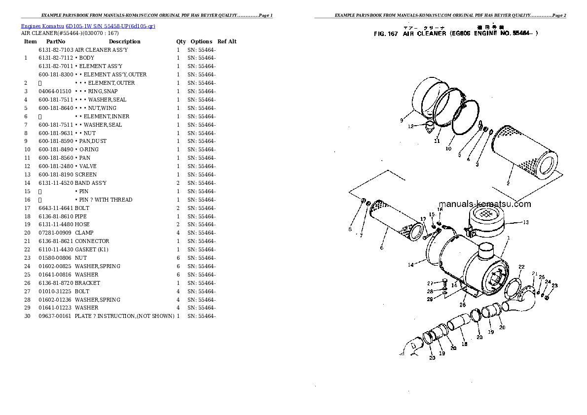 Protected: 6D105-1W S/N 55458-UP Partsbook