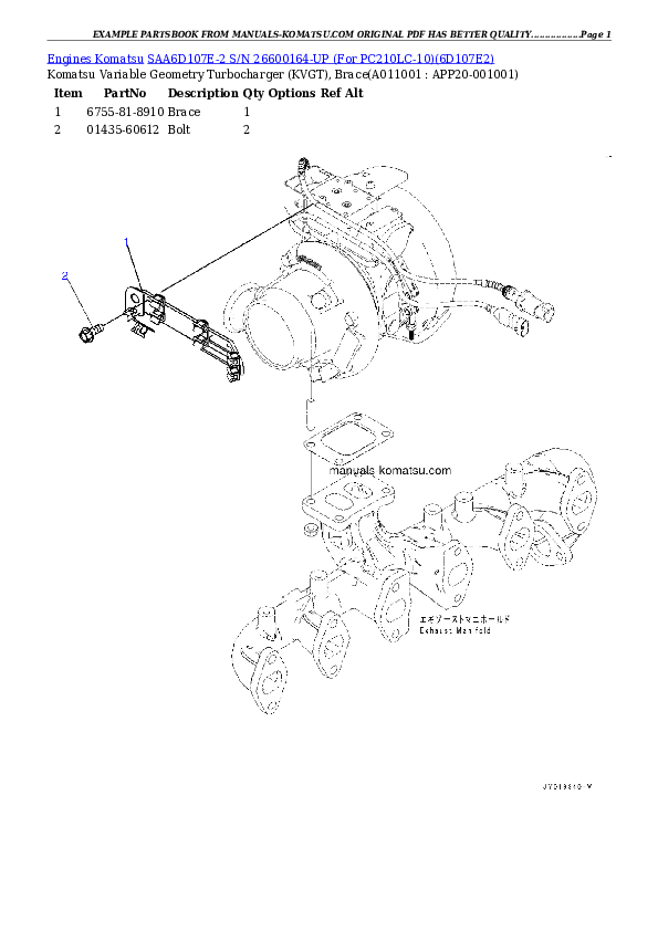 Protected: SAA6D107E-2 S/N 26600164-UP (For PC210LC-10) Partsbook
