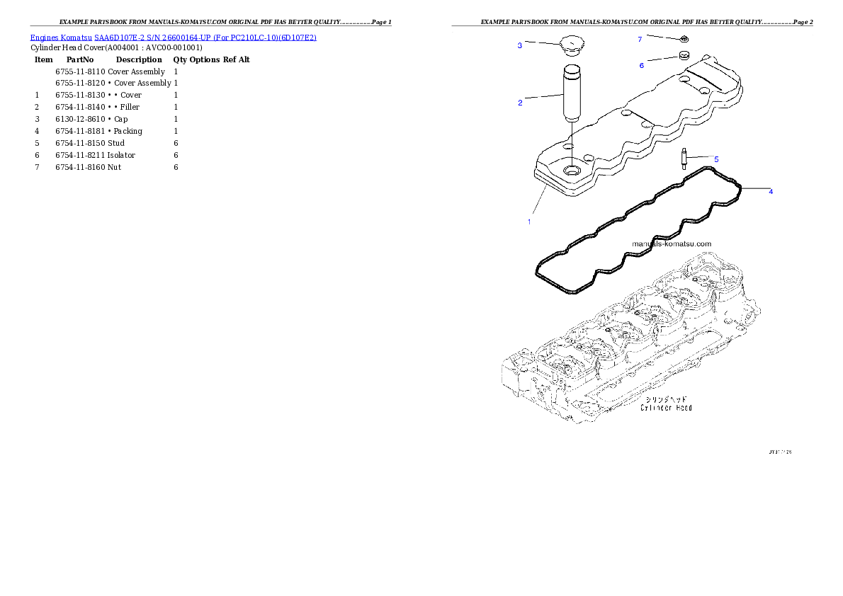 Protected: SAA6D107E-2 S/N 26600164-UP (For PC210LC-10) Partsbook
