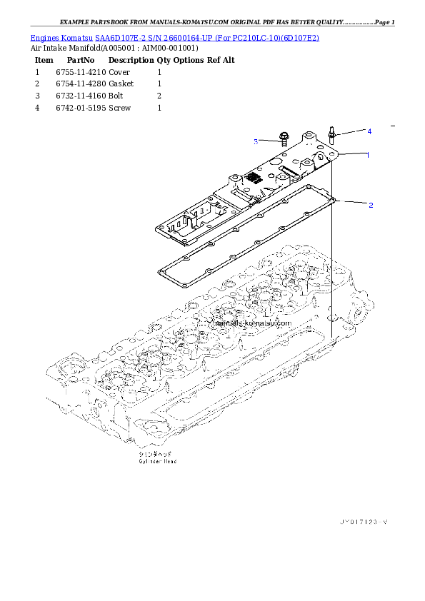 Protected: SAA6D107E-2 S/N 26600164-UP (For PC210LC-10) Partsbook
