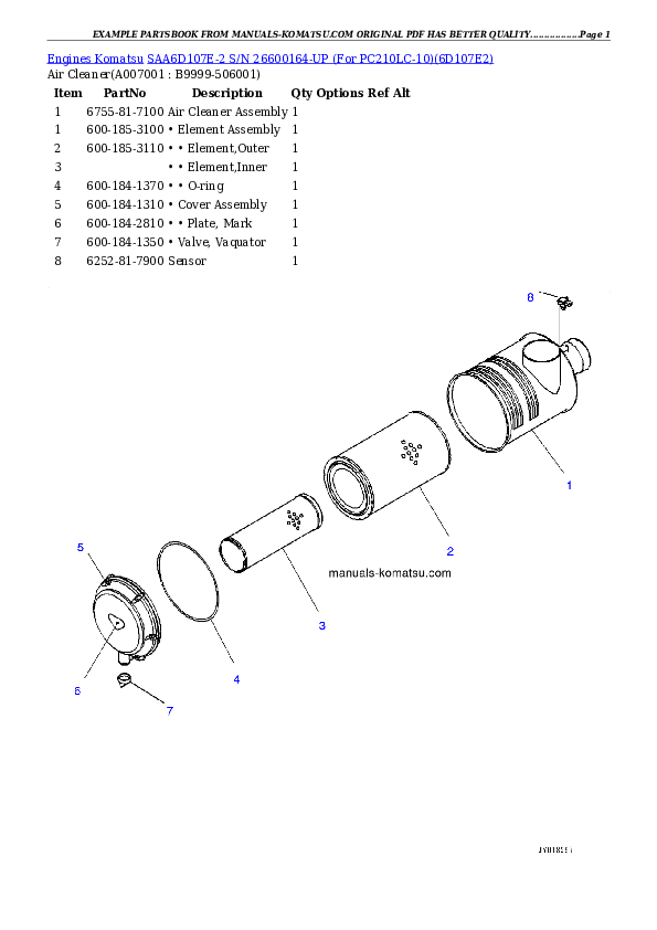 Protected: SAA6D107E-2 S/N 26600164-UP (For PC210LC-10) Partsbook