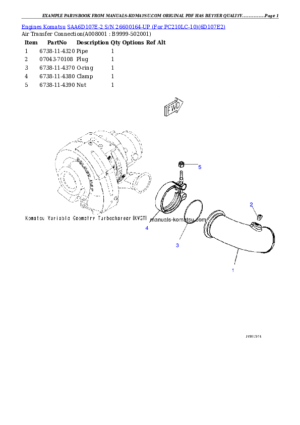 Protected: SAA6D107E-2 S/N 26600164-UP (For PC210LC-10) Partsbook