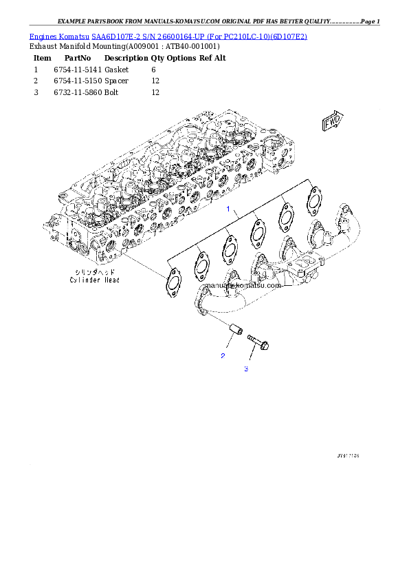 Protected: SAA6D107E-2 S/N 26600164-UP (For PC210LC-10) Partsbook