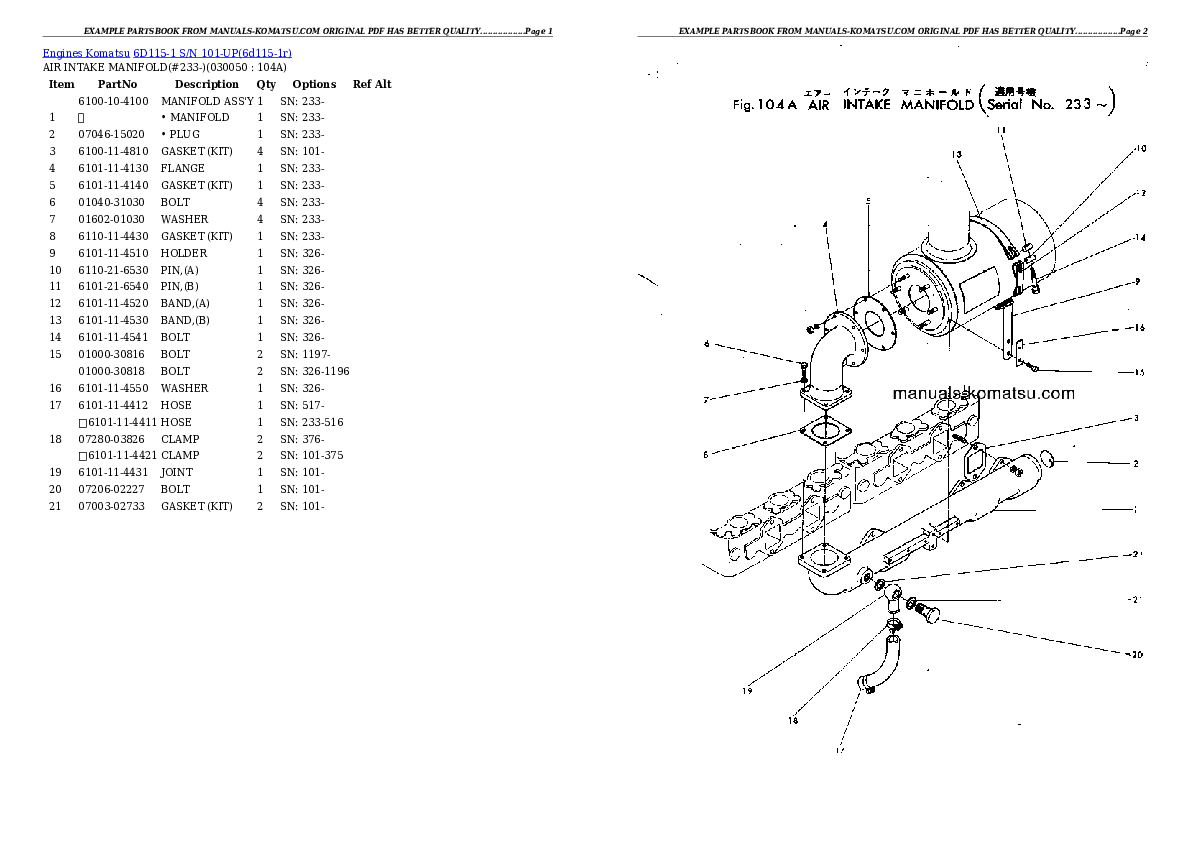 Protected: 6D115-1 S/N 101-UP Partsbook