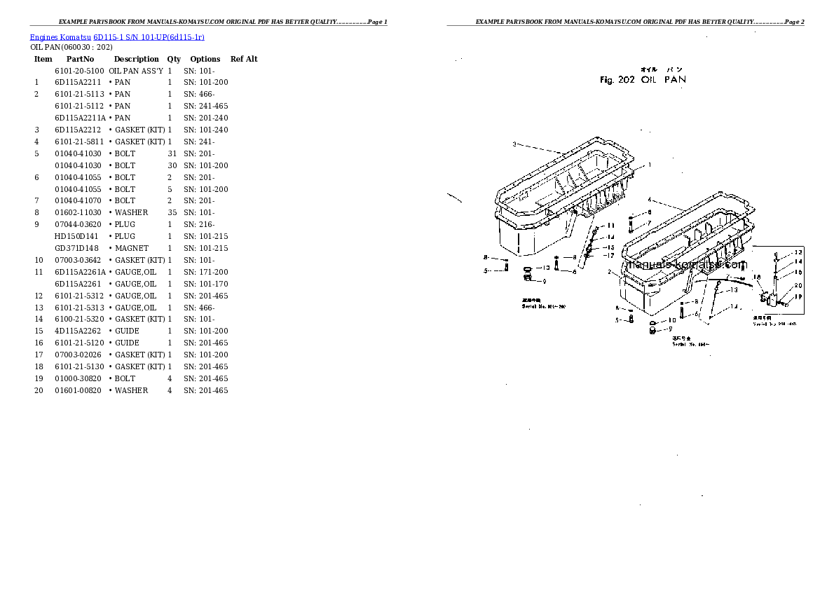 Protected: 6D115-1 S/N 101-UP Partsbook