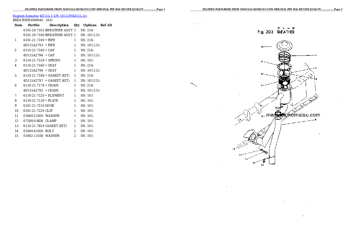 Protected: 6D115-1 S/N 101-UP Partsbook
