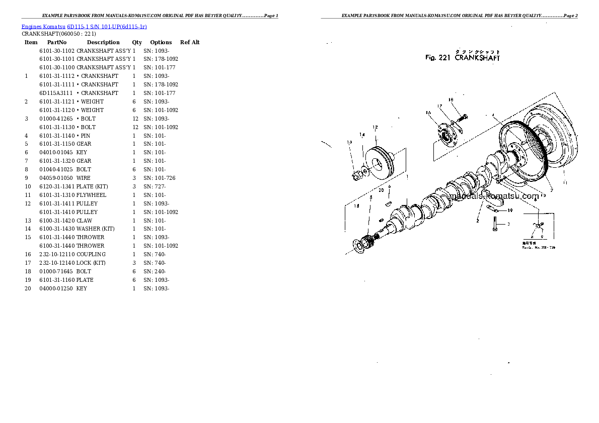 Protected: 6D115-1 S/N 101-UP Partsbook