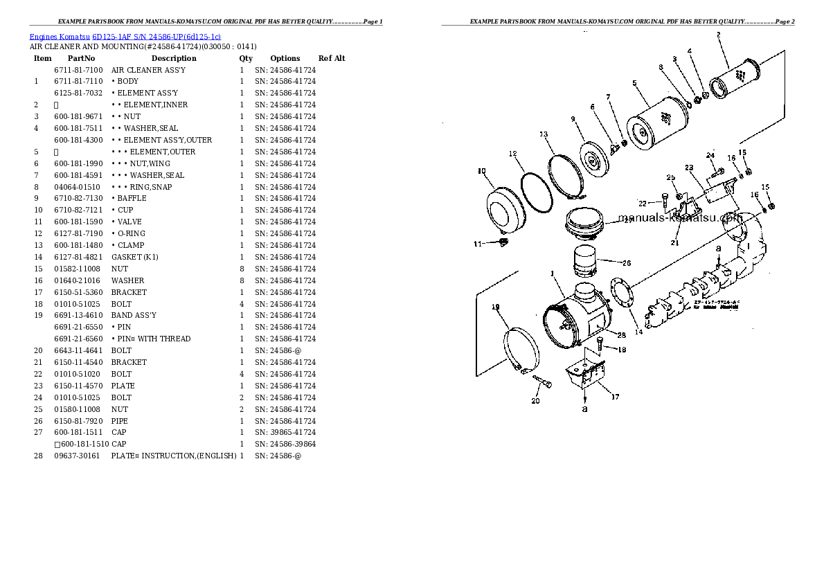Protected: 6D125-1AF S/N 24586-UP Partsbook