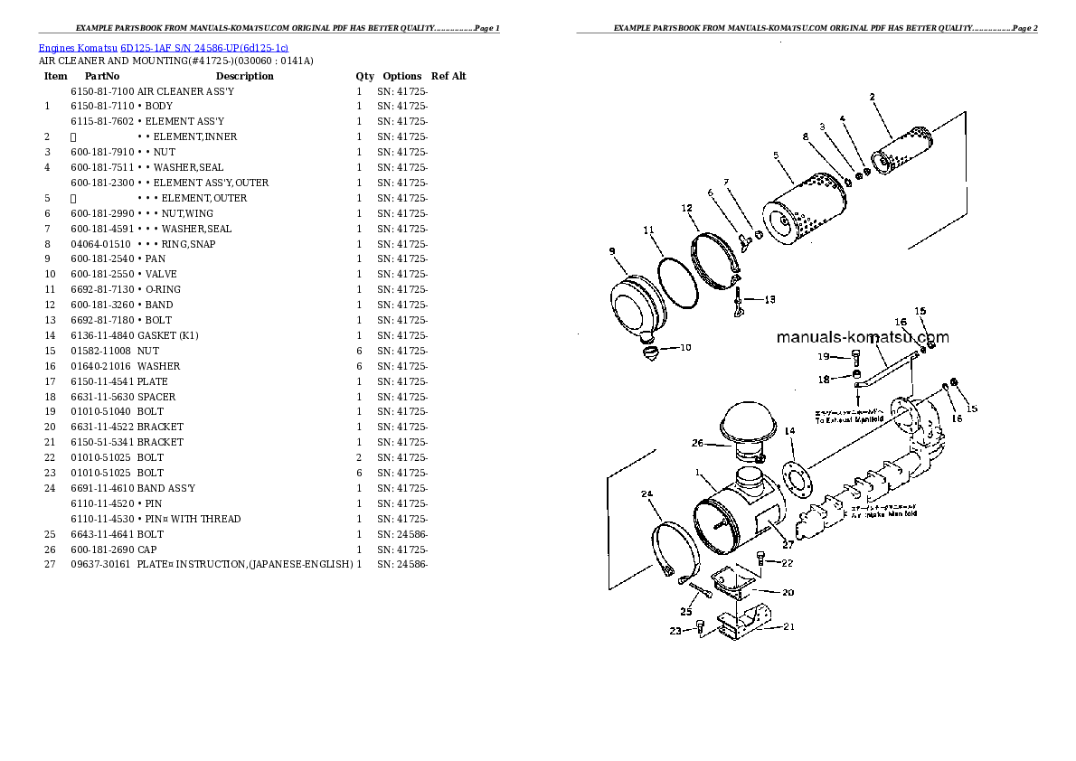 Protected: 6D125-1AF S/N 24586-UP Partsbook