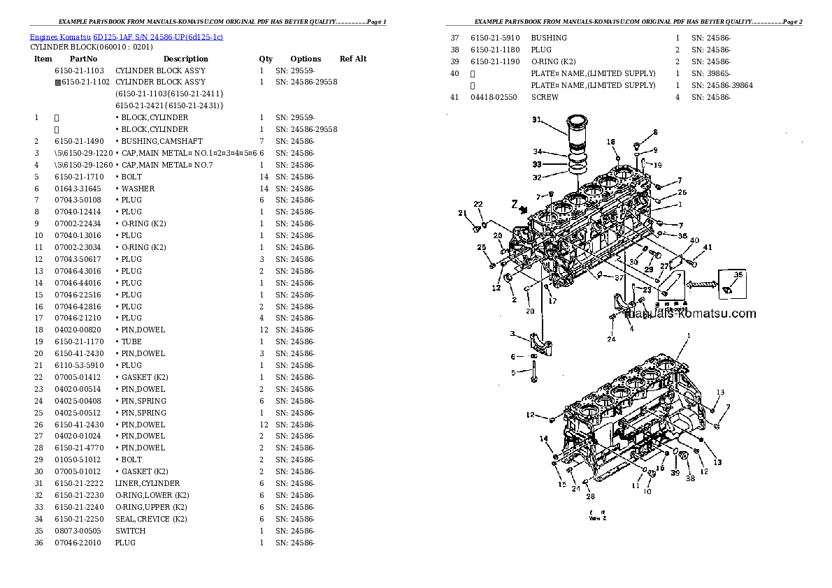 Protected: 6D125-1AF S/N 24586-UP Partsbook