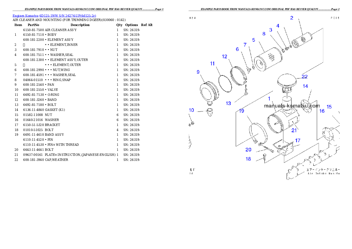 Protected: 6D125-1WW S/N 26276-UP Partsbook