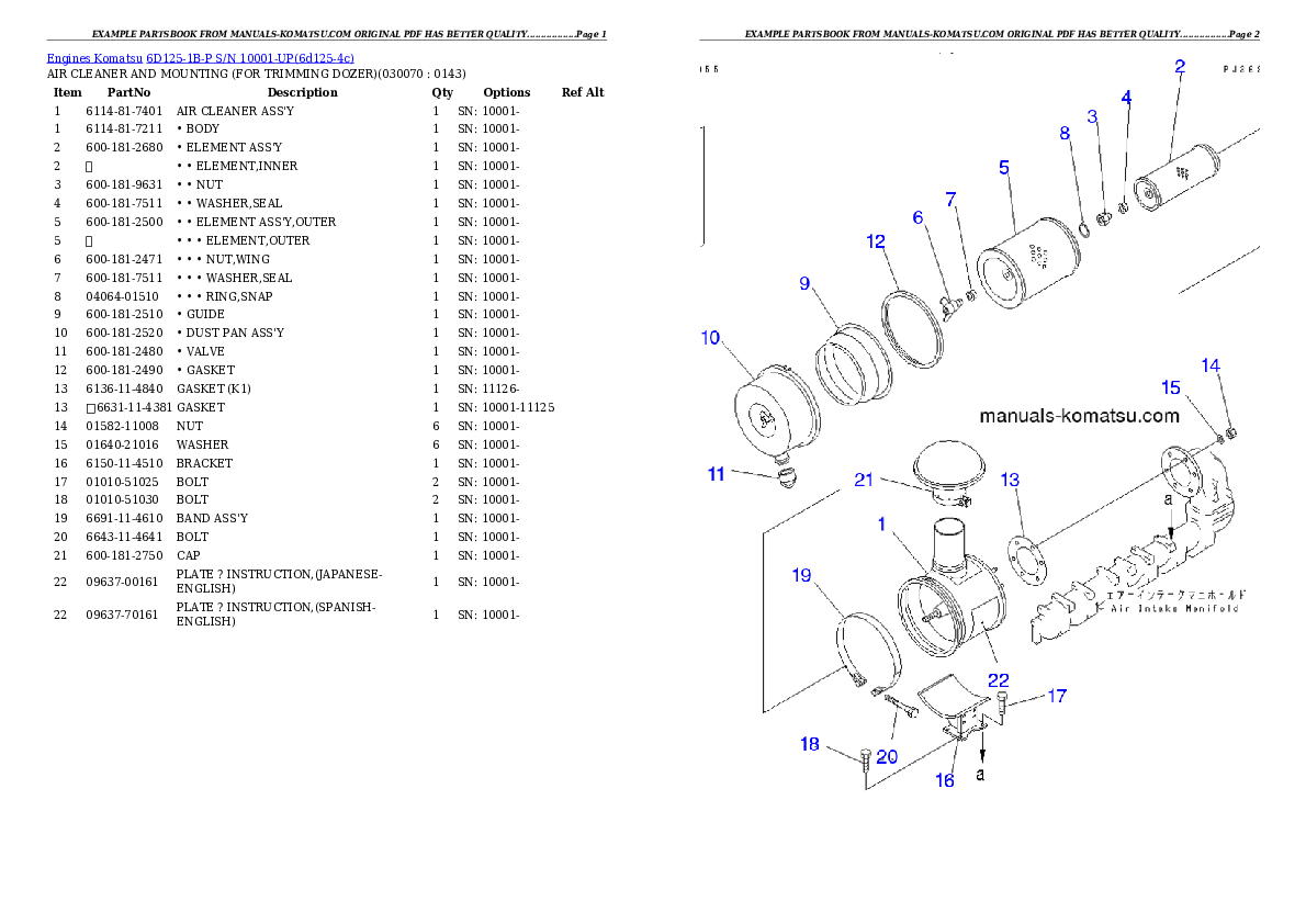 Protected: 6D125-1B-P S/N 10001-UP Partsbook