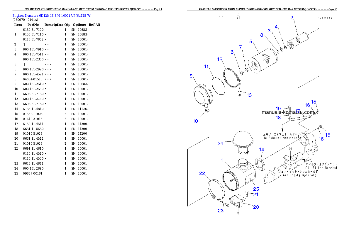 Protected: 6D125-1E S/N 10001-UP Partsbook