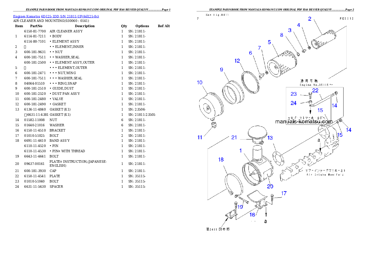 Protected: 6D125-1DD S/N 21811-UP Partsbook