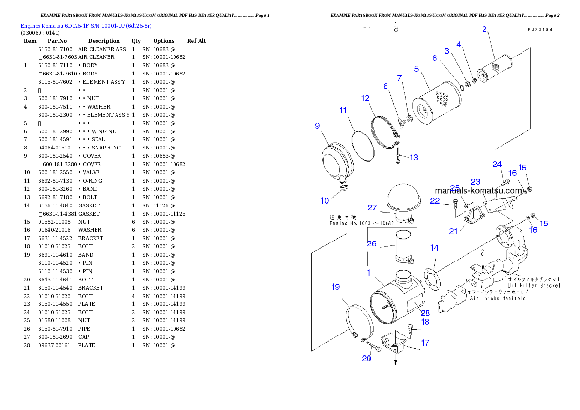 Protected: 6D125-1F S/N 10001-UP Partsbook